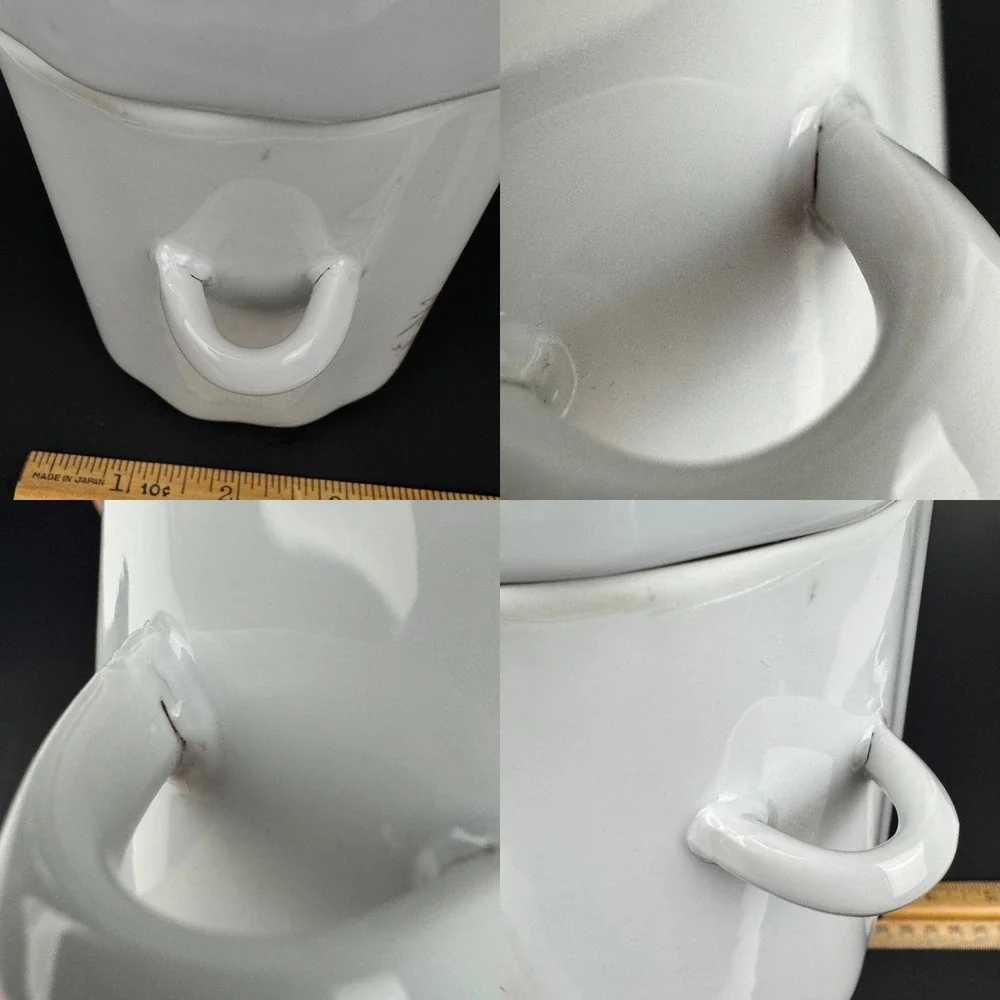 1Vtg 80s FTDA White Ceramic Floral Canister Jar w Lid Spoon Holder Tabletop READ